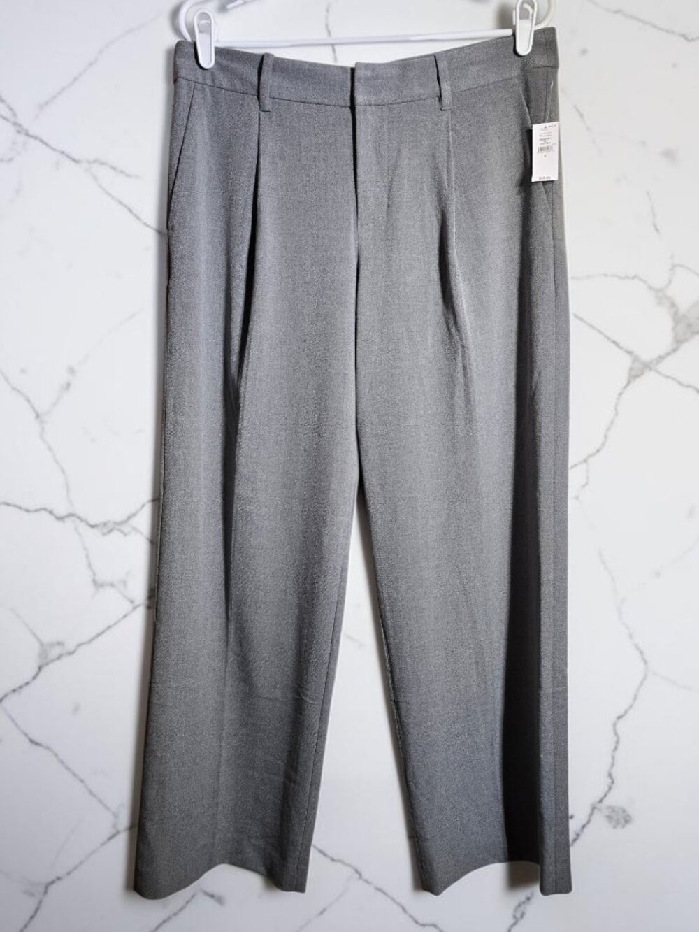 NWT Gap 365 Low Rise Pleated Wide-Leg Heather Grey Trousers Size 8